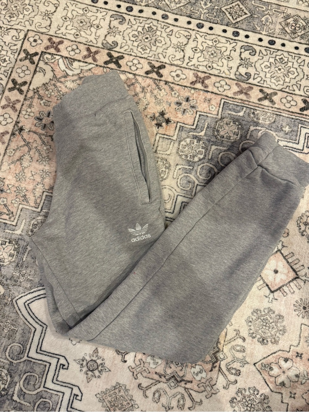 adidas Gray Trefoil Joggers with Side Pockets